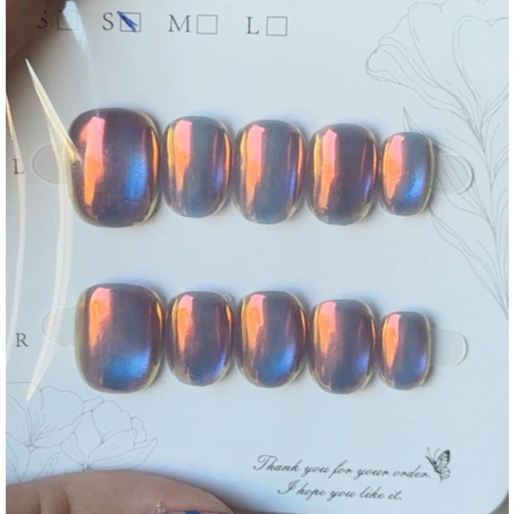 Metallic Chrome Nubbie Press On Nails Size Small